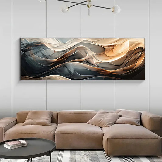Modern Flowing Abstract Wide Format Wall Art Fine Art Canvas Prints - Living Room Art For Above The Sofa Wide Abstract Art For Above The Bed Art For Modern Living