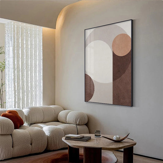 Modern Neutral Tones Abstract Geometric Wall Art Fine Art Canvas Prints - Pictures For Living Room Dining Room Art For Contemporary Home and Office Interiors