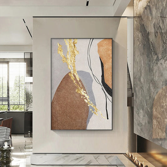 Natural Colors Nordic Abstract Wall Art Fine Art Canvas Prints - Pictures For Modern Apartment Living Room Dining Room Foyer Art For Scandinavian Inspired Interiors