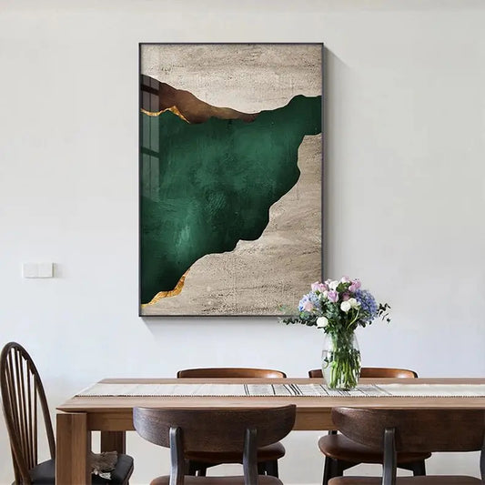 Natural Nordic Green Beige Abstract Wall Art Fine Art Canvas Prints - Art For Modern Apartment Living Room Dining Room Bedroom Art For Contemporary Decor