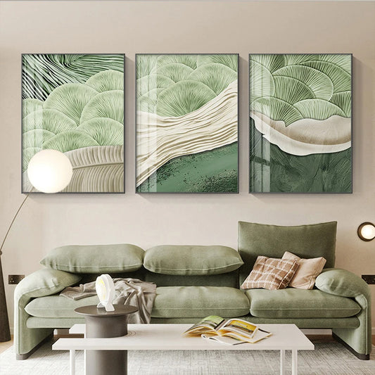 Neutral Colors Brown Green Abstract Nature Wall Art Fine Art Canvas Prints Pictures For Modern Apartment Living Room Dining Room Art Decor