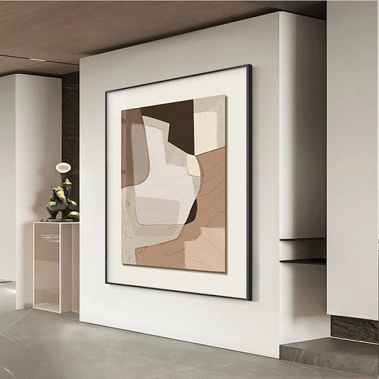 Neutral Palette Contemporary Geometric Abstract Wall Art Fine Art Canvas Prints - Modern Art For Living Room Dining Room Home Office Art Decor
