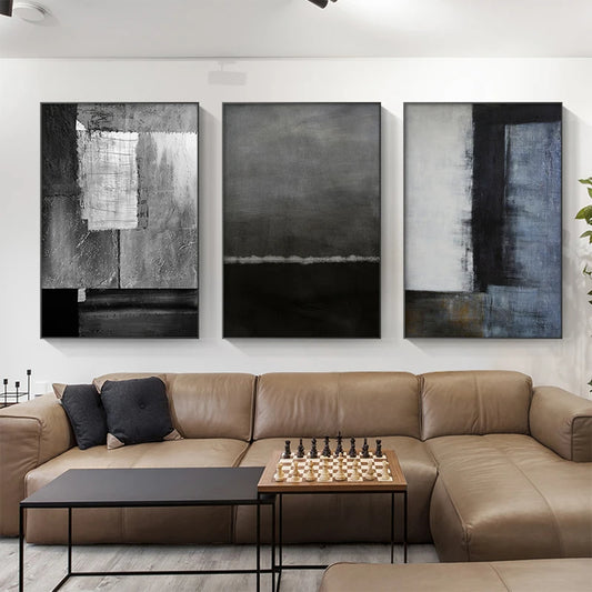 Neutral Tones Dark Grey Urban Abstract Wall Art Fine Art Canvas Prints - Modern Industrial Style Art For Modern Loft Living Room Dining Room Art For Contemporary Interiors