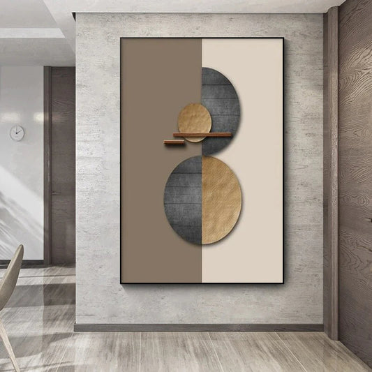 Neutral Tones Modern Aesthetics Abstract Sun Moon Wall Art Fine Art Canvas Prints - Neutral Tones Pictures For Entrance Hall Foyer Living Room Dining Room Art Decor