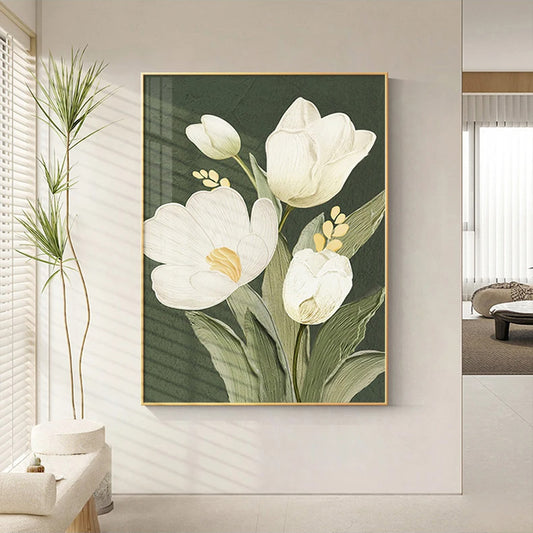 Pink Orange Pastel Floral Bloom Wall Art Fine Art Canvas Prints - Modern Colorful Botanical Pictures For Living Room Dining Room Floral Bedroom Art