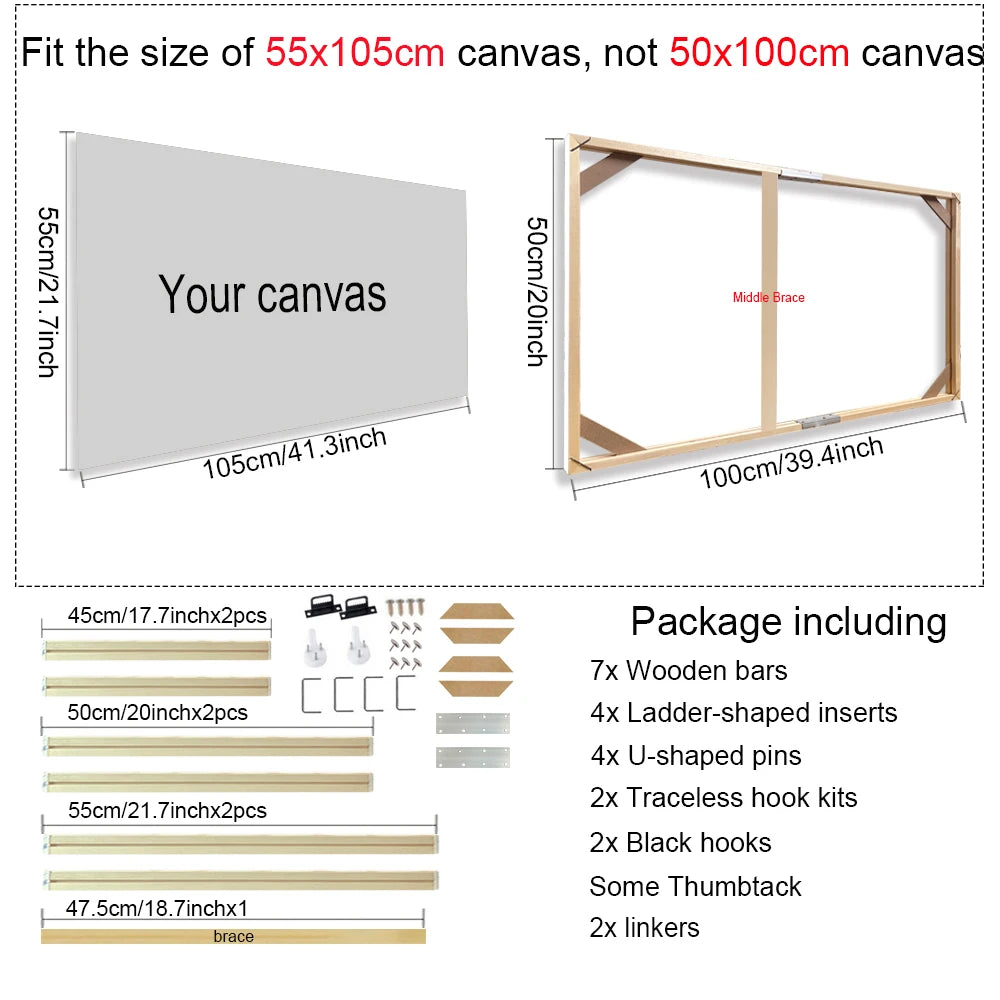 Wooden Frames 40x50 60x90 50x70cm For Framing Canvas Prints DIY Framing Kits Canvas Stretcher Bars Natural Wood Easy To Assemble - Fixtures and Fittings Included