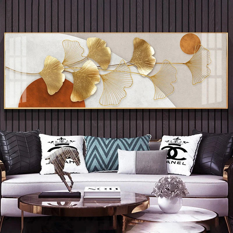Modern Abstract Auspicious Feather Wall Art Fine Art Canvas Prints - Wide Format Pictures For Above The Bed Modern Art For Above The Sofa