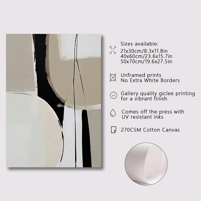 Neutral Colors Scandinavian Minimalist Wall Art Fine Art Canvas Prints - Nordic Abstract Pictures For Living Bedroom Dining Room Art For Modern Home Decor