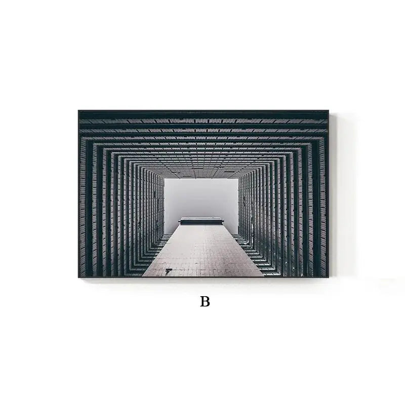Modern Urban Architectural Wall Art Fine Art Canvas Prints - Black White Posters & Prints For Living Room Dining Room Art For Contemporary Home and Office Interiors