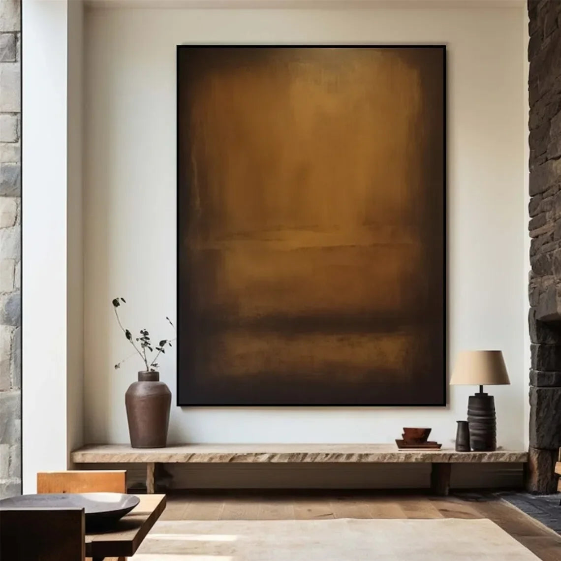 Neutral Color Schemes Contemporary Abstract Minimalist Wall Art Fine Art Canvas Print - Modern Artwork For Living Room Foyer Dining Room Entranceway Art Decor