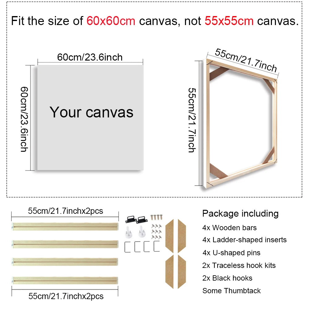 Wooden Frames 40x50 60x90 50x70cm For Framing Canvas Prints DIY Framing Kits Canvas Stretcher Bars Natural Wood Easy To Assemble - Fixtures and Fittings Included