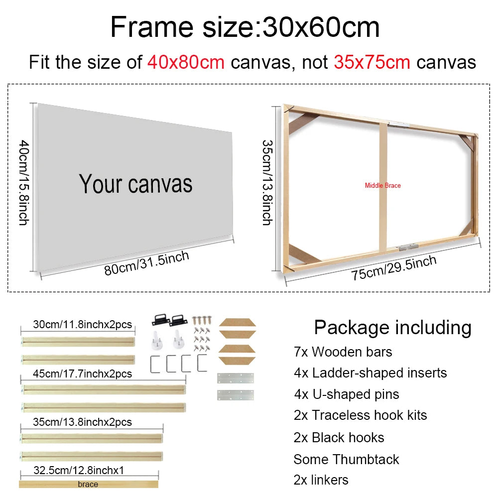Real Wood Frames 30x40 50x70 80x120cm For Framing Canvas Prints DIY Framing Kits Canvas Stretcher Bars Natural Wood Easy To Assemble - Fixtures and Fittings Included