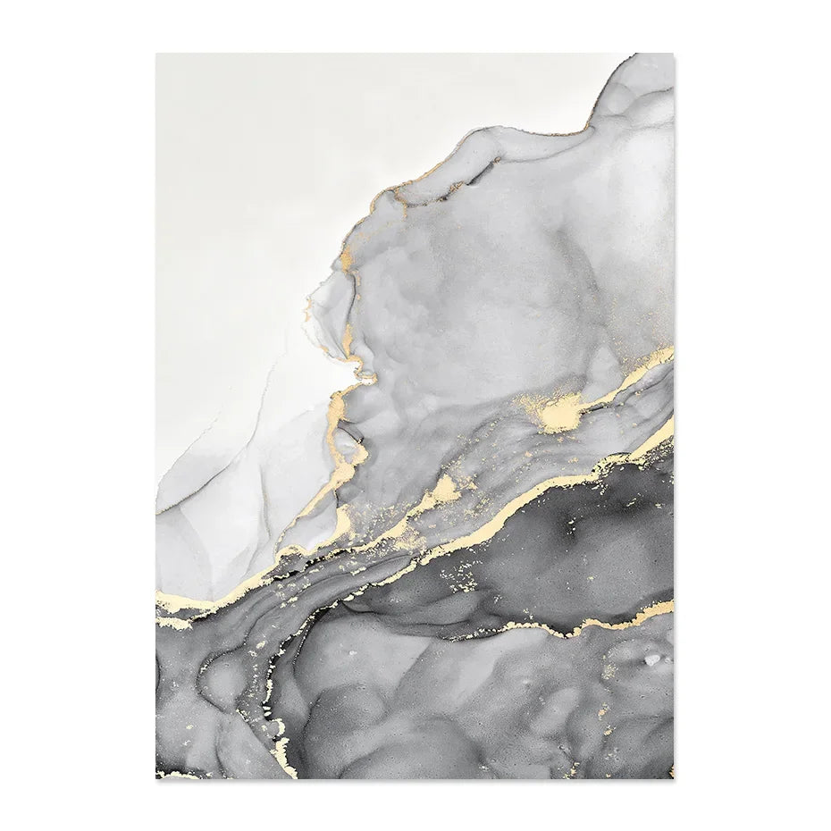 Black Beige Grey Abstract Marble Print Wall Art Fine Art Canvas Prints - Chic Abstract Art For Bedroom Living Room Dining Room Art For Modern Interiors