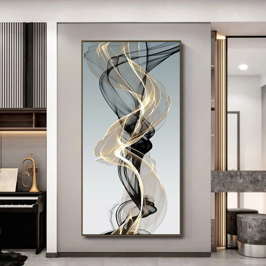 Abstract Flowing Vibes Minimalist Wall Art Fine Art Canvas Prints - Vertical Format Artworks For Modern Home Office Foyer Reception Room Art For Home Office Interiors