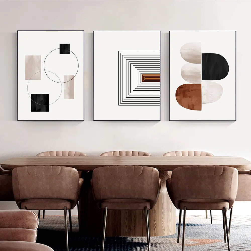 Set of 3 Pcs Modern Zen Abstract Minimalist Wall Art Fine Art Canvas Prints - Neutral Tone Artwork Pictures For Contemporary Apartment Living Room Home Office Art Decor
