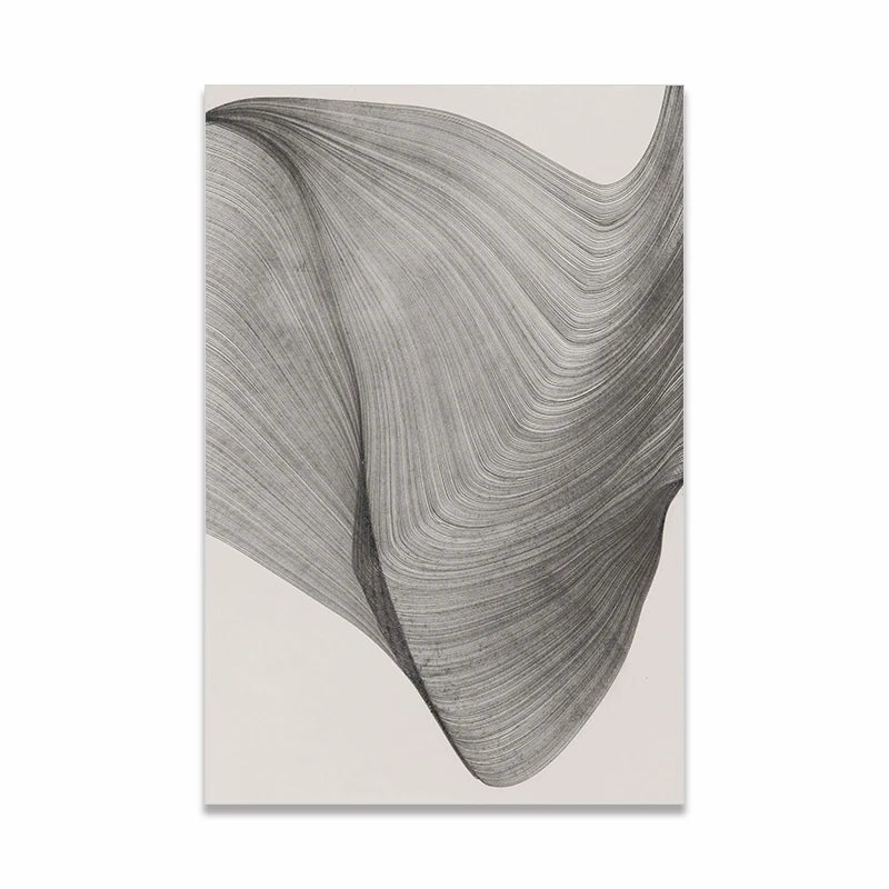 Minimalist Grey Flowing Lines Abstract Wall Art Fine Art Canvas Prints - Modern Artwork For Living Room Bedrom Dining Room Art For Modern Apartment Decor