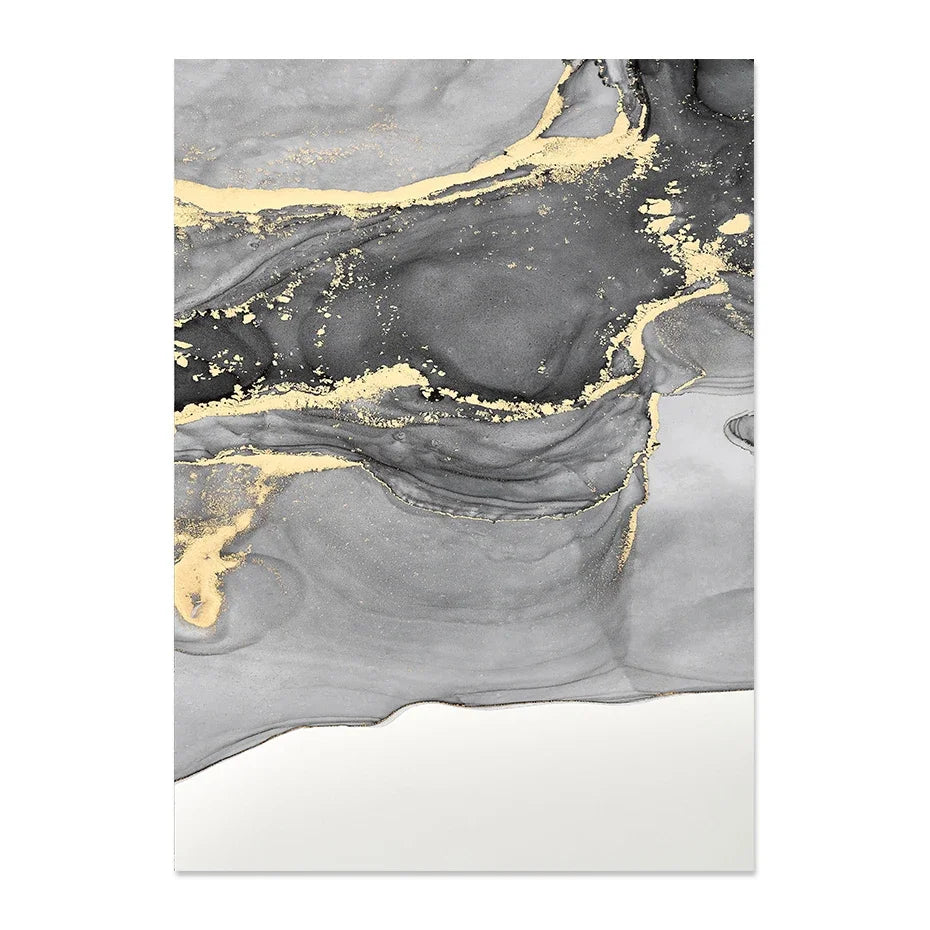 Black Beige Grey Abstract Marble Print Wall Art Fine Art Canvas Prints - Chic Abstract Art For Bedroom Living Room Dining Room Art For Modern Interiors