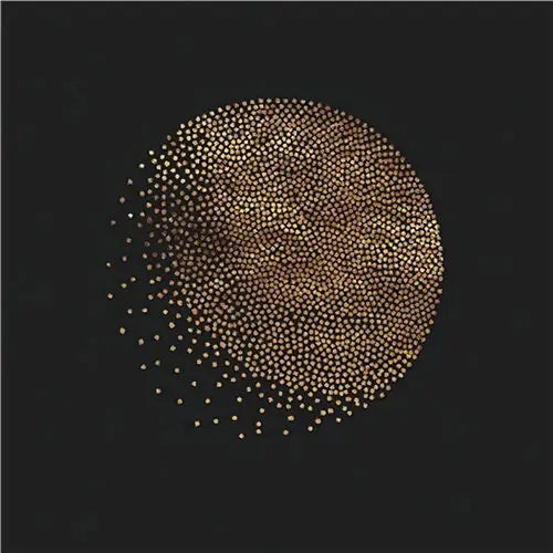Modern Abstract Golden Spherical Square Format Wall Art Fine Art Canvas Prints - Modern Artworks For Living Room Dining Room Art For Contemporary Home Decor