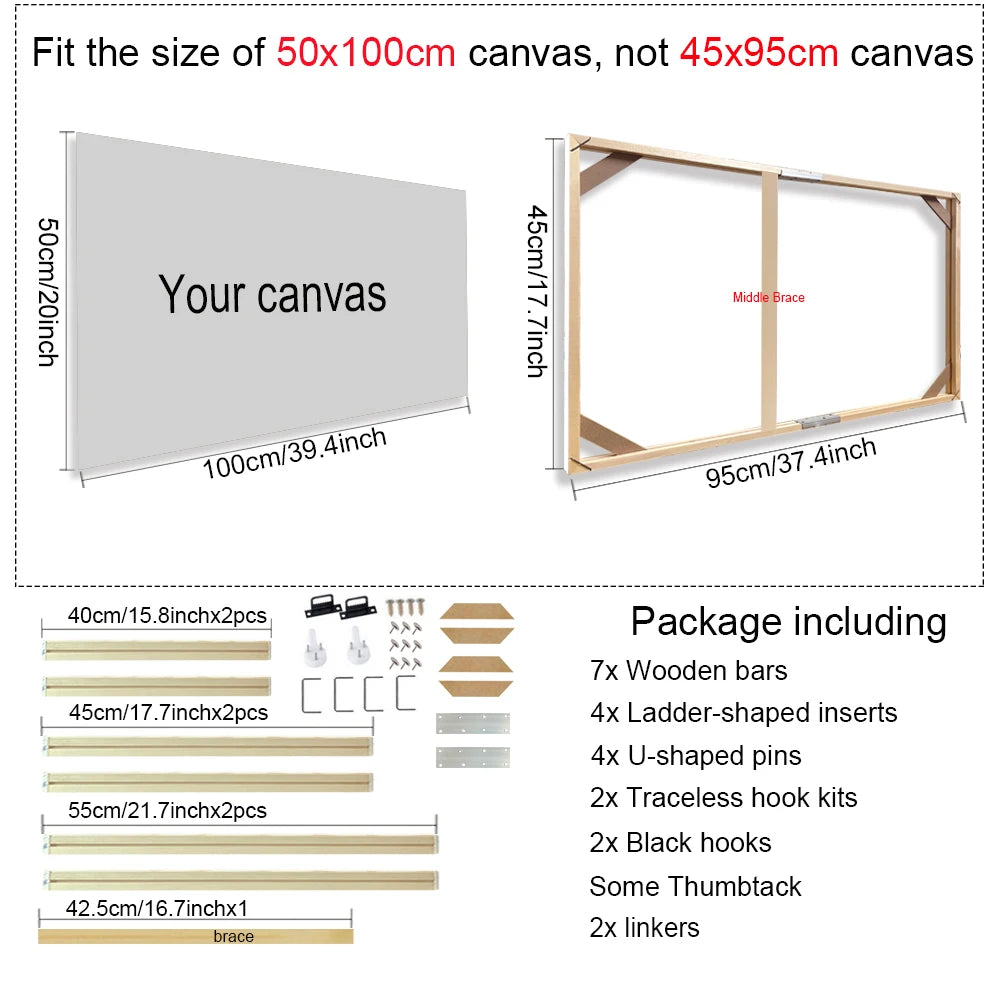 Wooden Frames 40x50 60x90 50x70cm For Framing Canvas Prints DIY Framing Kits Canvas Stretcher Bars Natural Wood Easy To Assemble - Fixtures and Fittings Included