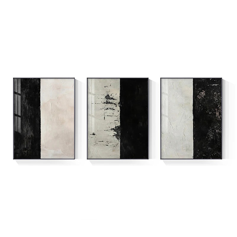 Urban Black White Minimalist Wall Art Fine Art Canvas Prints - Abstract Pictures For Modern Loft Apartment Living Room Dining Room Art For Contemporary Office Interiors