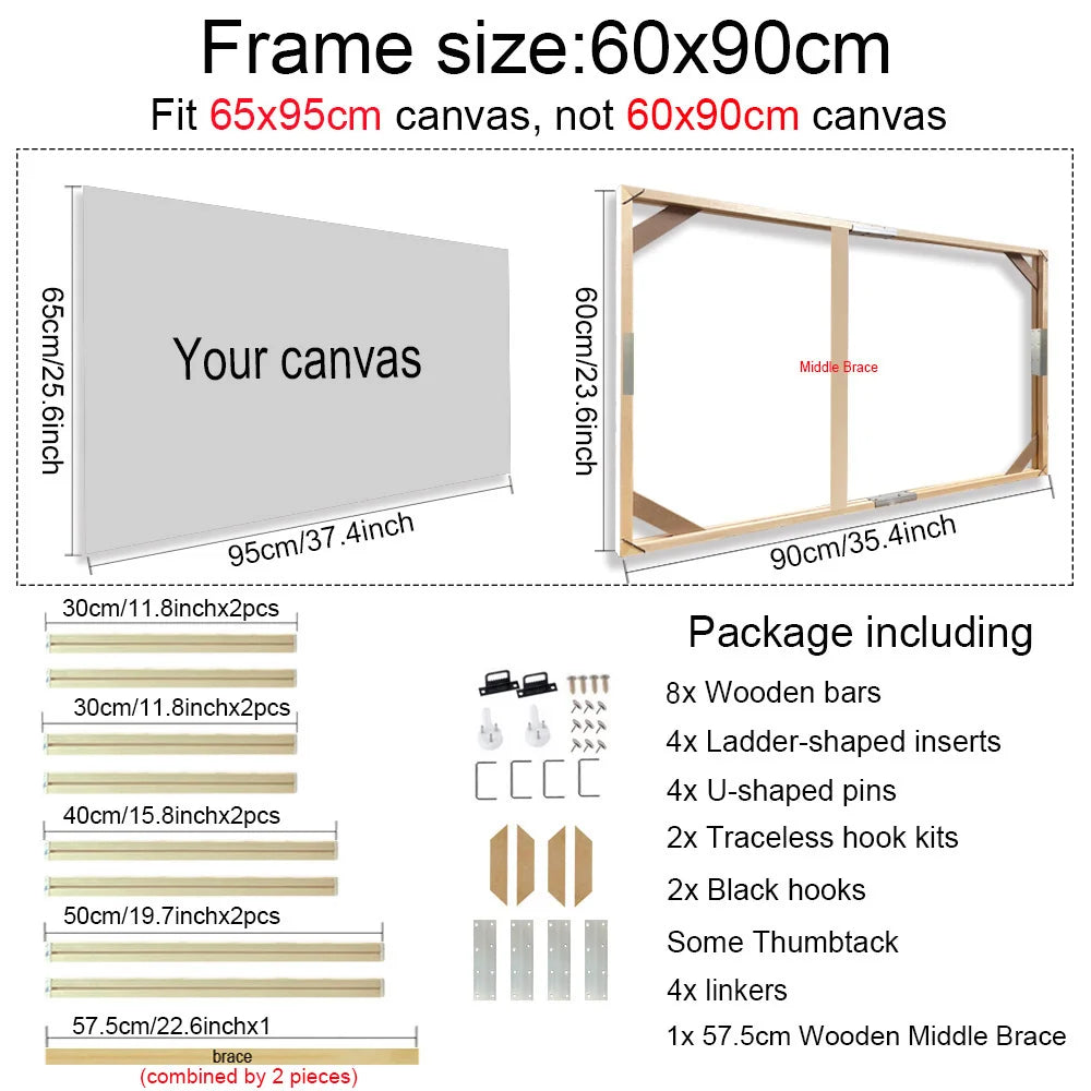 Real Wood Frames 30x40 50x70 80x120cm For Framing Canvas Prints DIY Framing Kits Canvas Stretcher Bars Natural Wood Easy To Assemble - Fixtures and Fittings Included