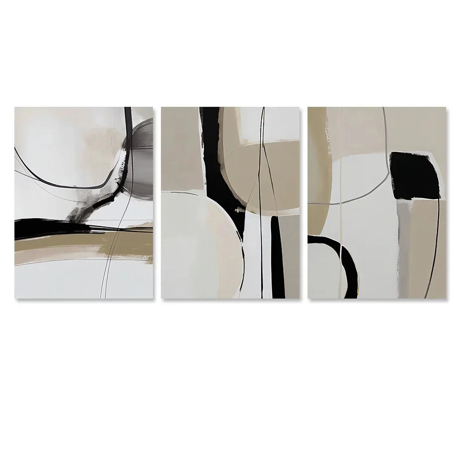 Neutral Colors Scandinavian Minimalist Wall Art Fine Art Canvas Prints - Nordic Abstract Pictures For Living Bedroom Dining Room Art For Modern Home Decor