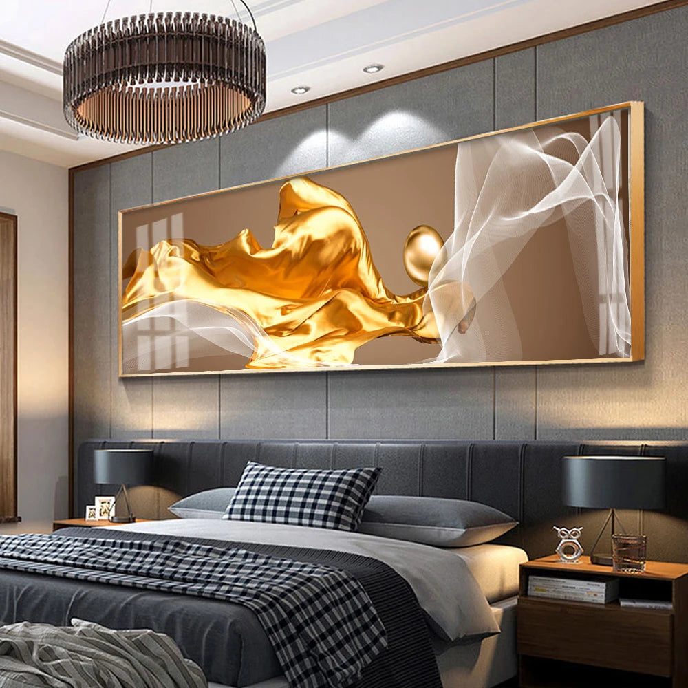 Modern Abstract Auspicious Feather Wall Art Fine Art Canvas Prints - Wide Format Pictures For Above The Bed Modern Art For Above The Sofa