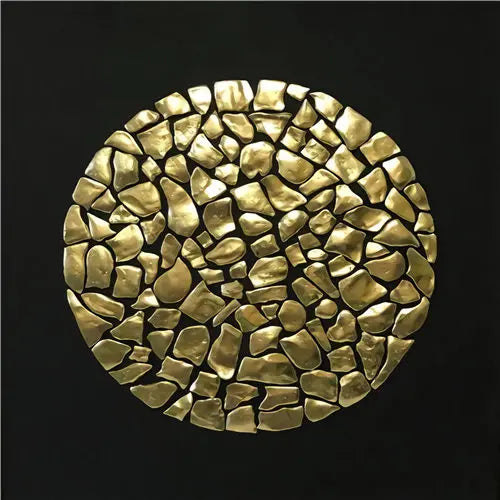 Modern Abstract Golden Spherical Square Format Wall Art Fine Art Canvas Prints - Modern Artworks For Living Room Dining Room Art For Contemporary Home Decor
