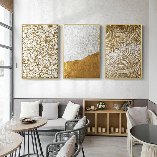 Light Luxury Abstract Black Golden Geometric Wall Art Fine Art Canvas Prints - Modern Art Pictures For Living Room Dining Room Contemporary Interior Decor