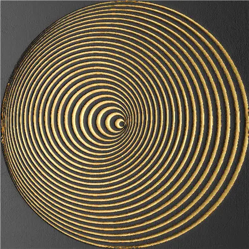 Modern Abstract Golden Spherical Square Format Wall Art Fine Art Canvas Prints - Modern Artworks For Living Room Dining Room Art For Contemporary Home Decor