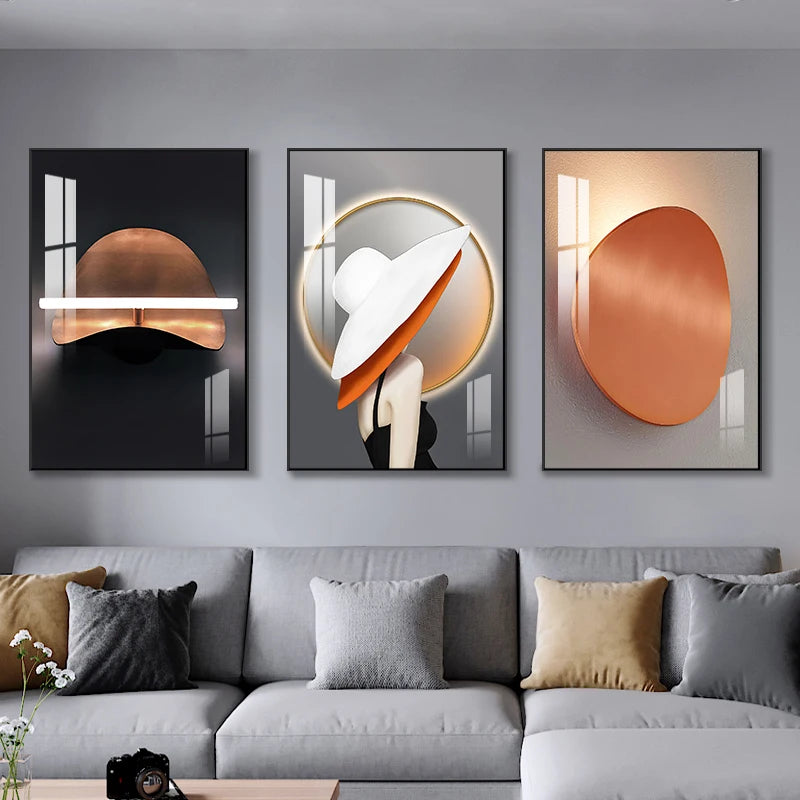 Set of 3Pcs Modern Aesthetics Abstract Geometry Wall Art Fine Art Canvas Prints - Triptych Artworks For Contemporary Apartment Living Room Bedroom Art Decor