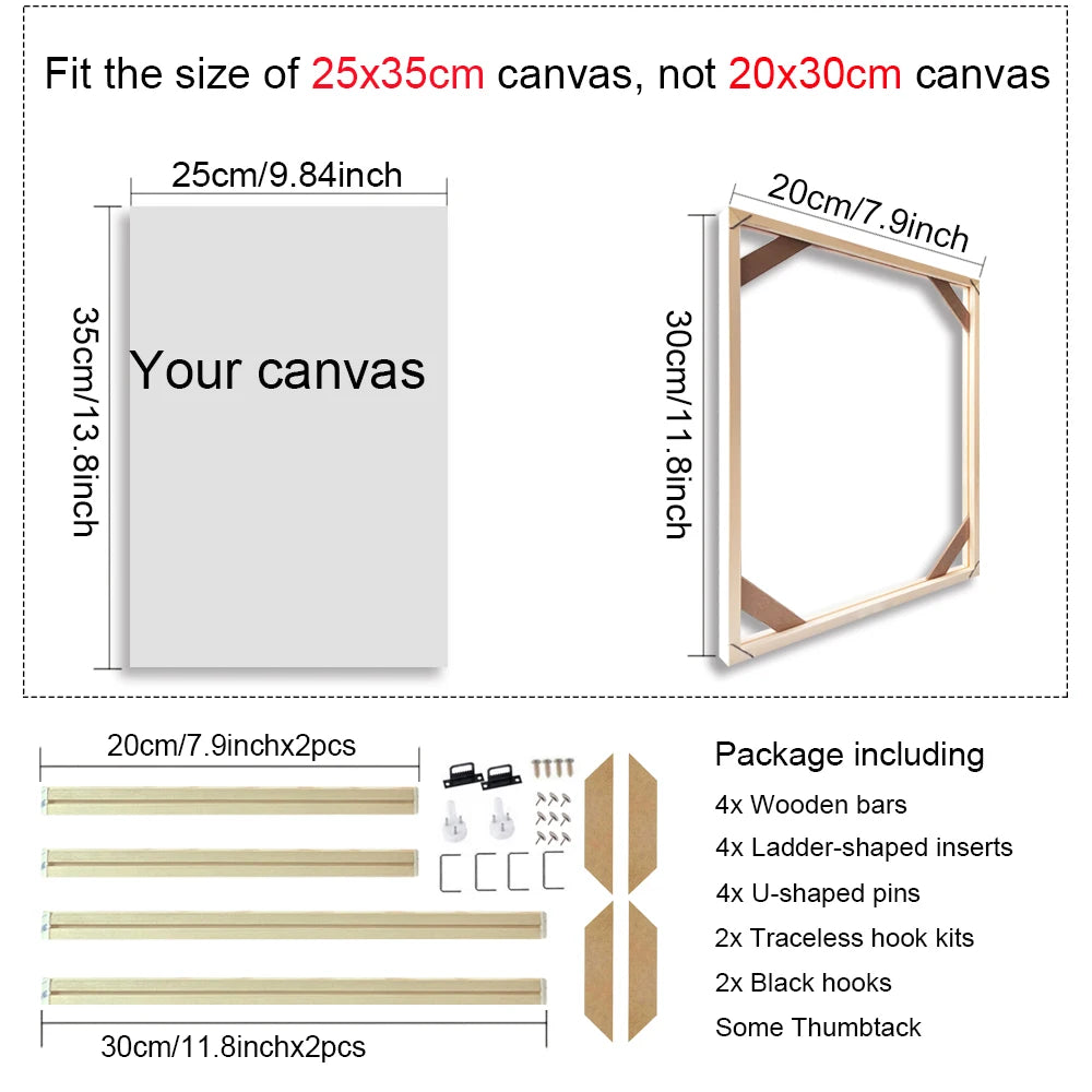 Real Wood Frames 30x40 50x70 80x120cm For Framing Canvas Prints DIY Framing Kits Canvas Stretcher Bars Natural Wood Easy To Assemble - Fixtures and Fittings Included