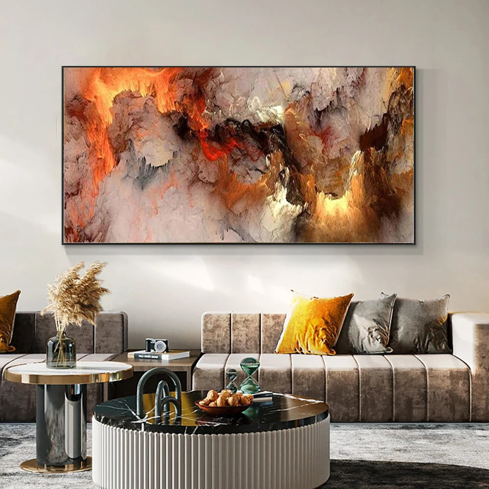 Alien Cloud Abstract Wide Format Wall Art Fine Art Canvas Print - Modern Neutral Colors Living Room Picture For Above The Sofa Bedroom Art For Above The Bed