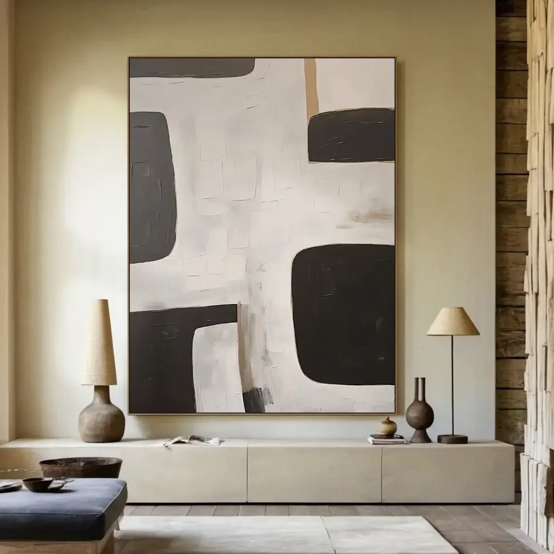 Neutral Color Schemes Contemporary Abstract Minimalist Wall Art Fine Art Canvas Print - Modern Artwork For Living Room Foyer Dining Room Entranceway Art Decor