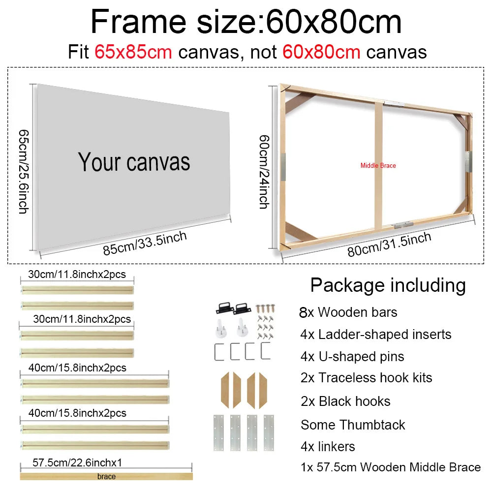 Wooden Frames 40x50 60x90 50x70cm For Framing Canvas Prints DIY Framing Kits Canvas Stretcher Bars Natural Wood Easy To Assemble - Fixtures and Fittings Included