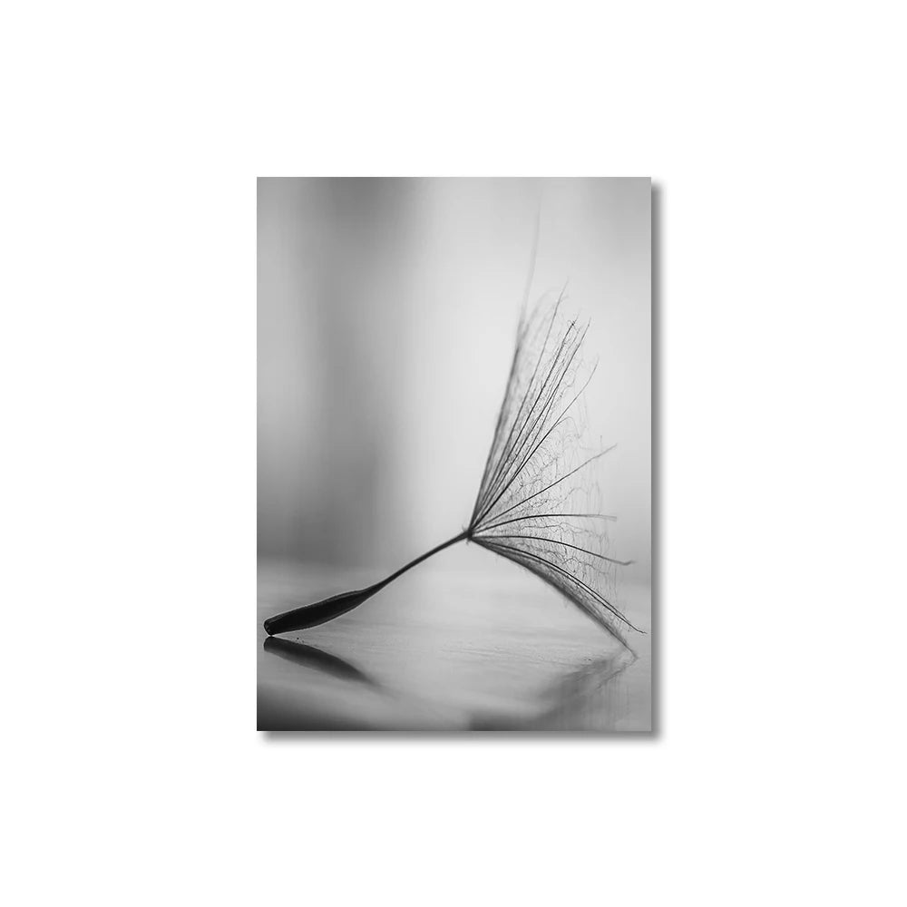 Black White Minimalist Dandelion Abstract Wall Art Fine Art Canvas Prints - Simple Lifestyle Art For Modern Apartment Living Room Dining Room Bedroom Art Decor