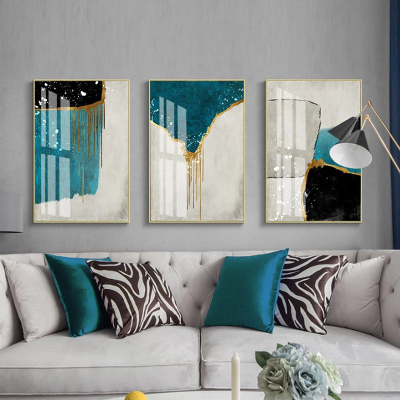 Set of 3Pcs Nordic Abstract Grey Green Landscape Wall Art Fine Art Canvas Prints - Art For Scandinavian Style Living Room Bedroom Art For Contemporary Home Decor