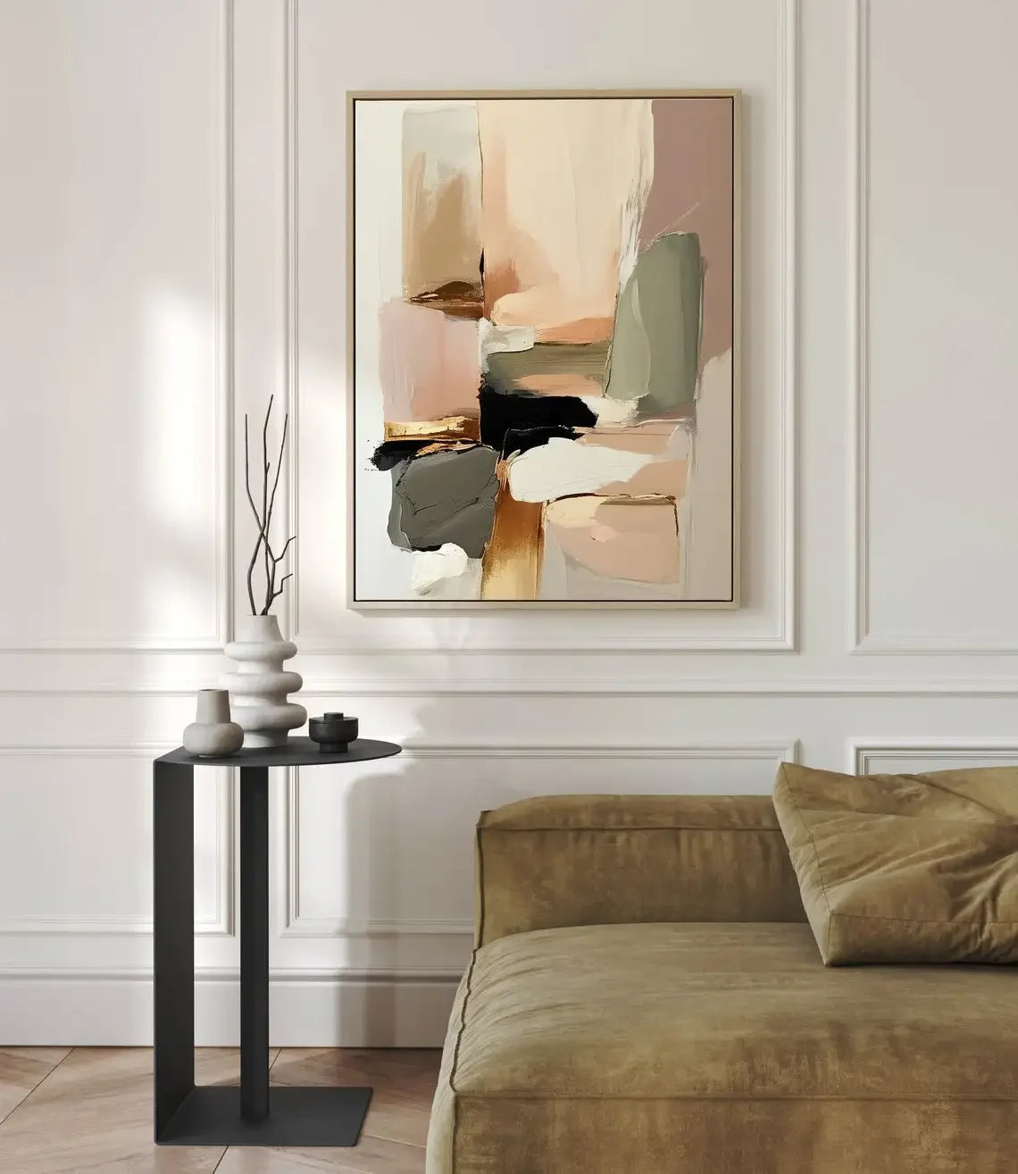 Vintage Abstract Beige Color Block Wall Art Fine Art Canvas Prints - Modern Art For Living Room Dining Room Bedroom Art For Contemporary Home Office Interiors