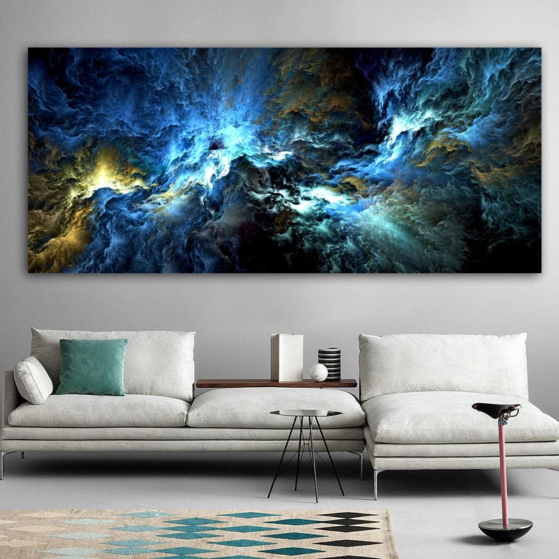 Alien Cloud Abstract Wide Format Wall Art Fine Art Canvas Print - Modern Neutral Colors Living Room Picture For Above The Sofa Bedroom Art For Above The Bed
