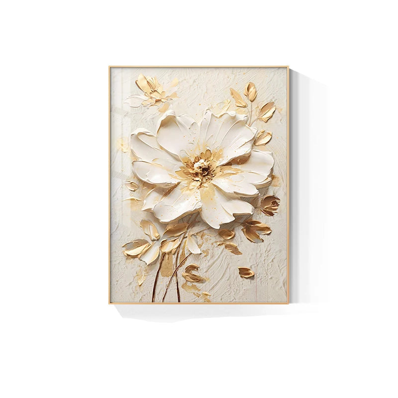 Modern Bohemian Botanical Beige White Floral Wall Art Fine Art Canvas Prints - Modern Art For Living Room Dining Room Bedroom Art For Contemporary Interiors