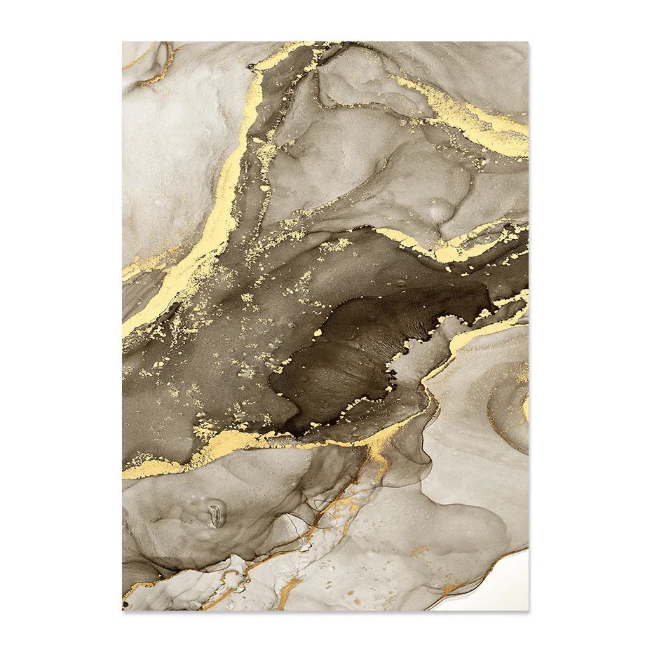 Black Beige Grey Abstract Marble Print Wall Art Fine Art Canvas Prints - Chic Abstract Art For Bedroom Living Room Dining Room Art For Modern Interiors