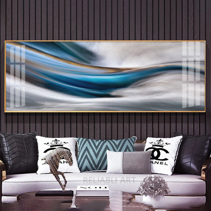 Modern Abstract Auspicious Feather Wall Art Fine Art Canvas Prints - Wide Format Pictures For Above The Bed Modern Art For Above The Sofa