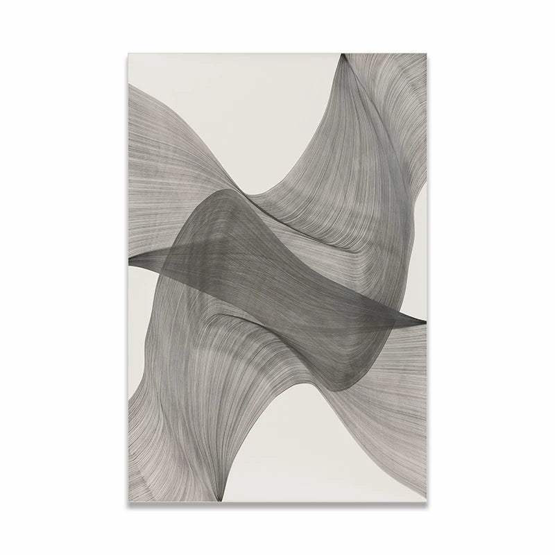Minimalist Grey Flowing Lines Abstract Wall Art Fine Art Canvas Prints - Modern Artwork For Living Room Bedrom Dining Room Art For Modern Apartment Decor