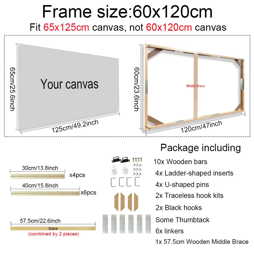Real Wood Frames 30x40 50x70 80x120cm For Framing Canvas Prints DIY Framing Kits Canvas Stretcher Bars Natural Wood Easy To Assemble - Fixtures and Fittings Included