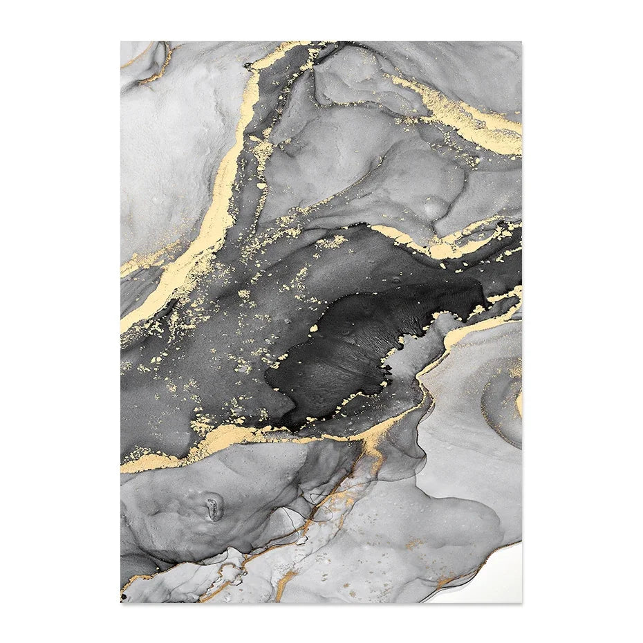 Black Beige Grey Abstract Marble Print Wall Art Fine Art Canvas Prints - Chic Abstract Art For Bedroom Living Room Dining Room Art For Modern Interiors