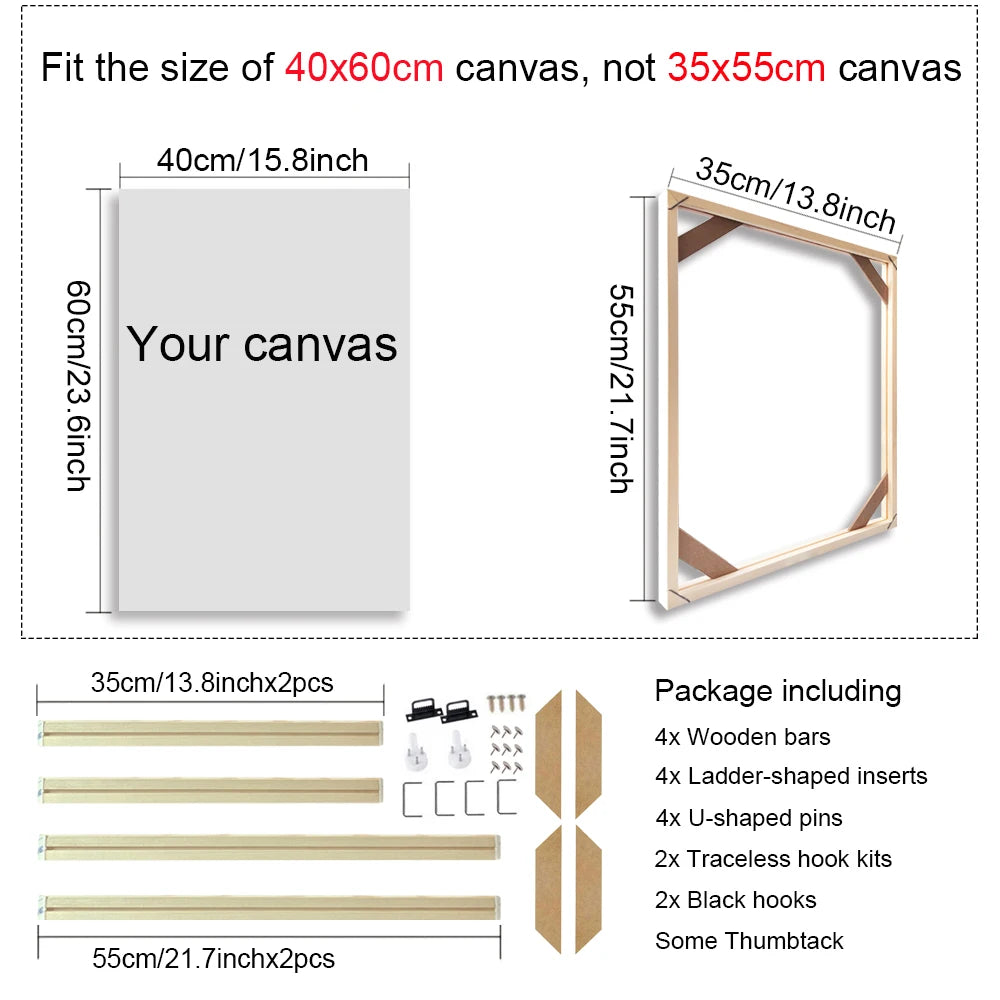 Real Wood Frames 30x40 50x70 80x120cm For Framing Canvas Prints DIY Framing Kits Canvas Stretcher Bars Natural Wood Easy To Assemble - Fixtures and Fittings Included