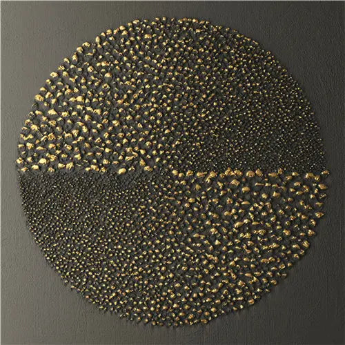 Modern Abstract Golden Spherical Square Format Wall Art Fine Art Canvas Prints - Modern Artworks For Living Room Dining Room Art For Contemporary Home Decor