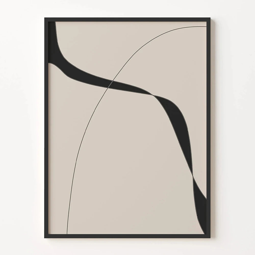 Modern Minimalist Black Beige Abstract Wall Art Fine Art Canvas Prints - Pictures For Living Room Above The Sofa Art For Bedroom Dining Room Wall Decor
