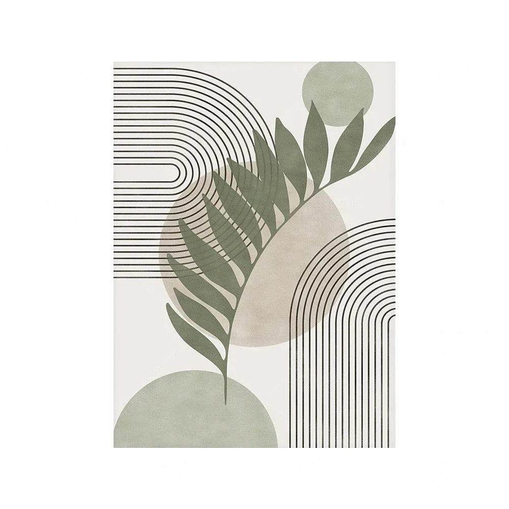 Set of 3Pcs Modern Minimalist Abstract Geometric Botanical Wall Art Fine Art Canvas Prints - Simple Pictures For Living Room Bedroom Dining Room Art For Modern Living