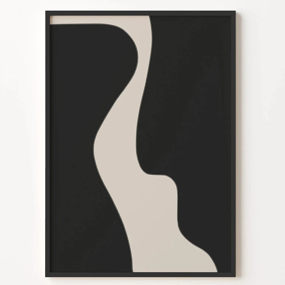 Modern Minimalist Black Beige Abstract Wall Art Fine Art Canvas Prints - Pictures For Living Room Above The Sofa Art For Bedroom Dining Room Wall Decor